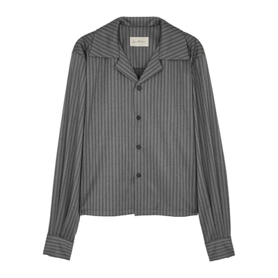 Necessity Sense Shin Grey Striped Wool Shirt