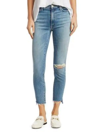 Mother Stunner High-rise Step Fray Ankle Skinny Jeans In Exposed Secret Sister