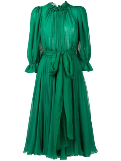 Dolce & Gabbana Ruffle-trimmed Chiffon Midi Dress In Green