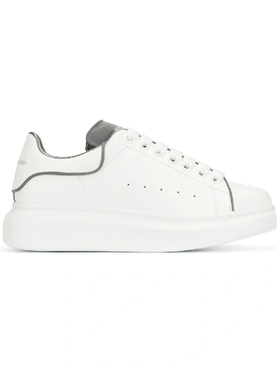 Alexander Mcqueen Raised-sole Reflective Low-top Leather Trainers In White/silver