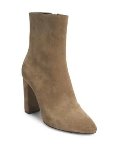 Saint Laurent Loulou Suede Ankle Boots In Tan