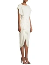 Misha Collection Kendall Gathered Crepe Midi Dress In Ivory