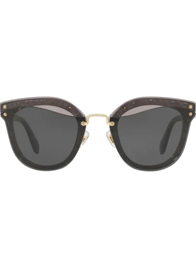 Miu Miu Glitter Cut Out Wayfarers In Grey