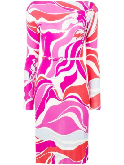 Emilio Pucci Rivera Print Belted Wrap Dress In Pink