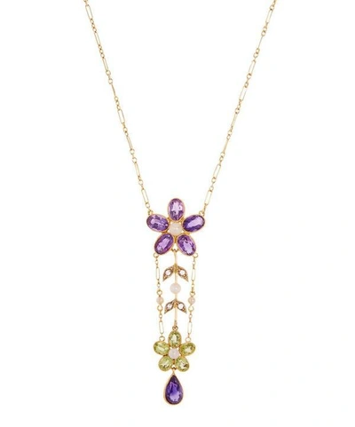 Kojis Gold Suffragette Gemstone Pendant Necklace