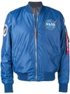 Alpha Industries Nasa Patch Bomber Jacket In Blue