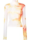 Priscavera Fire Print Fitted Top - White