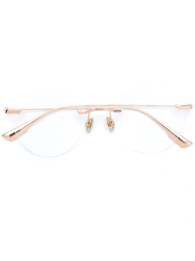 Dior Rimless Round Shaped Glasses In Gold