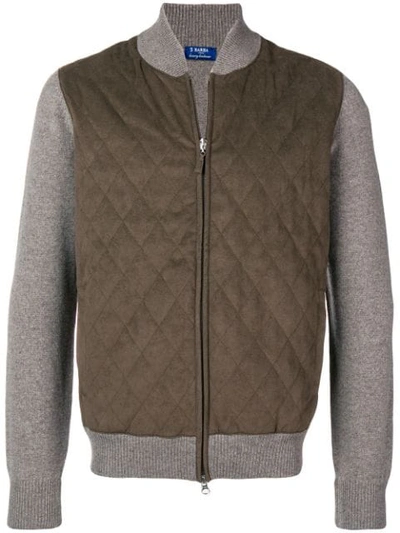 Barba Quilted Bomber Jacket In Brown