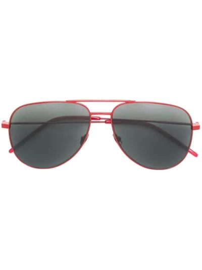 Saint Laurent Eyewear Classic 11 Aviator Sunglasses - Red In Red