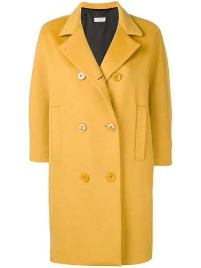 Alberto Biani Double Breasted Coat In Yellow