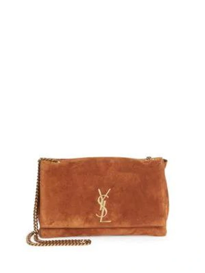 Saint Laurent Kate Reversible Suede Shoulder Bag In Tan