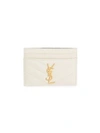 Saint Laurent Women's Monogram Matelassé Leather Card Case In White