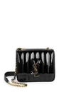 Saint Laurent Small Vicky Matelassé Patent Leather Shoulder Bag In Black