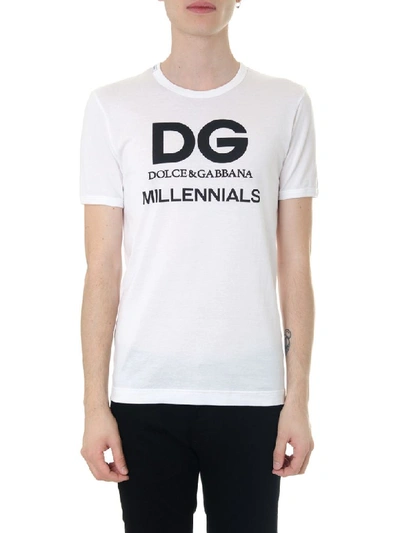 Dolce & Gabbana White Cotton T-shirt Dg Millenials