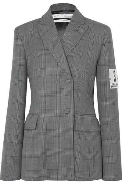 Off-white Galles Appliquéd Checked Woven Blazer In Gray