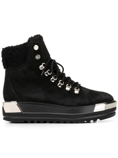 Baldinini Lace-up Flatform Boots In Black