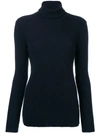 Roberto Collina Ribbed Turtle Neck Sweater In Blue