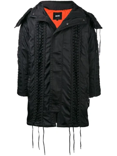 Ktz Lace-up Hooded Parka In Black