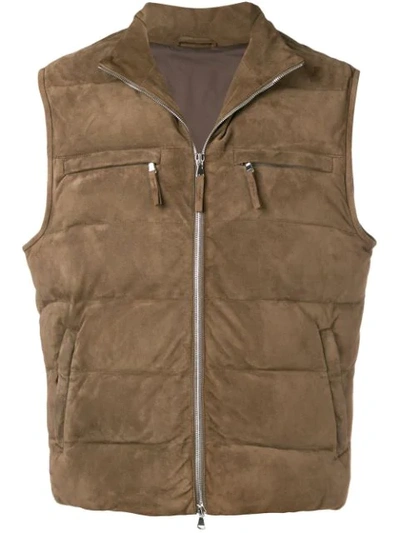 Al Duca D'aosta Zipped Gilet In Brown