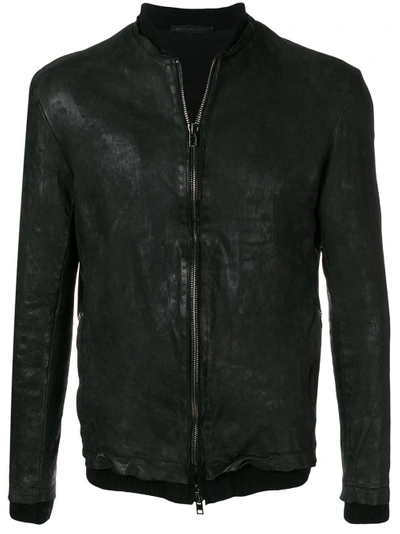 Salvatore Santoro Leather Bomber Jacket In Black