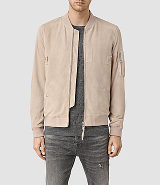 Allsaints Trinity Suede Bomber Jacket In Dusty Pink | ModeSens