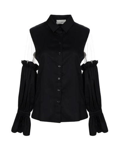 Elaidi Solid Color Shirts & Blouses In Black