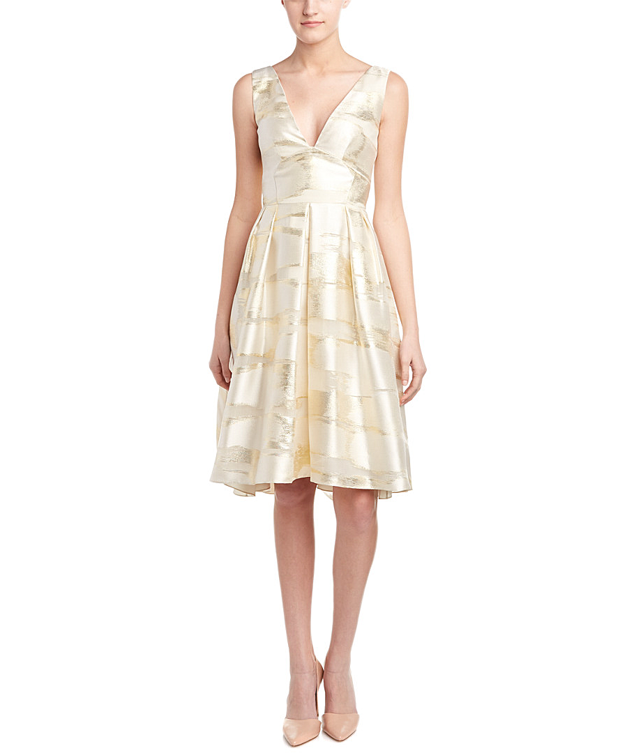 Lela Rose Silk-blend A-line Dress' In Metallic | ModeSens