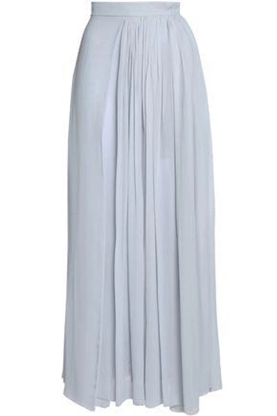 Delpozo Woman Pleated Silk-blend Georgette Maxi Skirt Stone