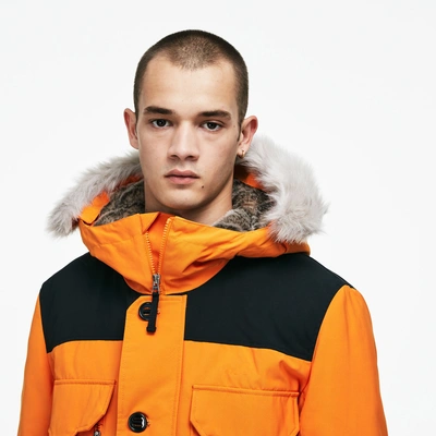 Lacoste Unisex Live Water-resistant Canvas Quilted Parka In Orange / Black  | ModeSens