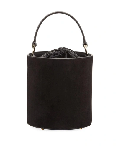 Les Petits Joueurs Olivia Mini Suede Leather Bucket Bag In Black/brown
