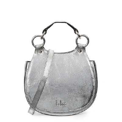 Behno Tilda Mini Leather Crossbody Saddle Bag In Silver/silver