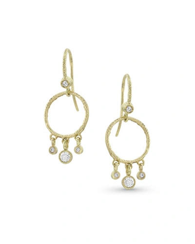 Dominique Cohen 18k Gold Diamond Hoop Drop Fringe Earrings