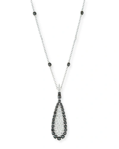 Sutra 18k White Gold Scintillate Black & White Diamond Pendant Necklace