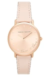 Rebecca Minkoff Major Love Leather Strap Watch, 35mm In Blush/ Rose Gold