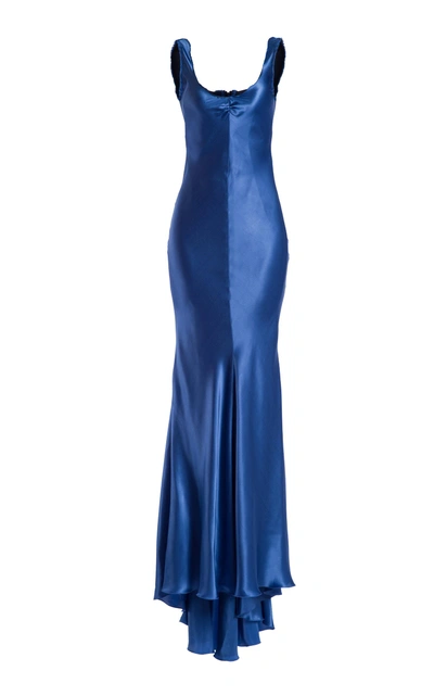 Maria Lucia Hohan Pinar Mermaid Silk Satin Maxi Dress In Blue | ModeSens