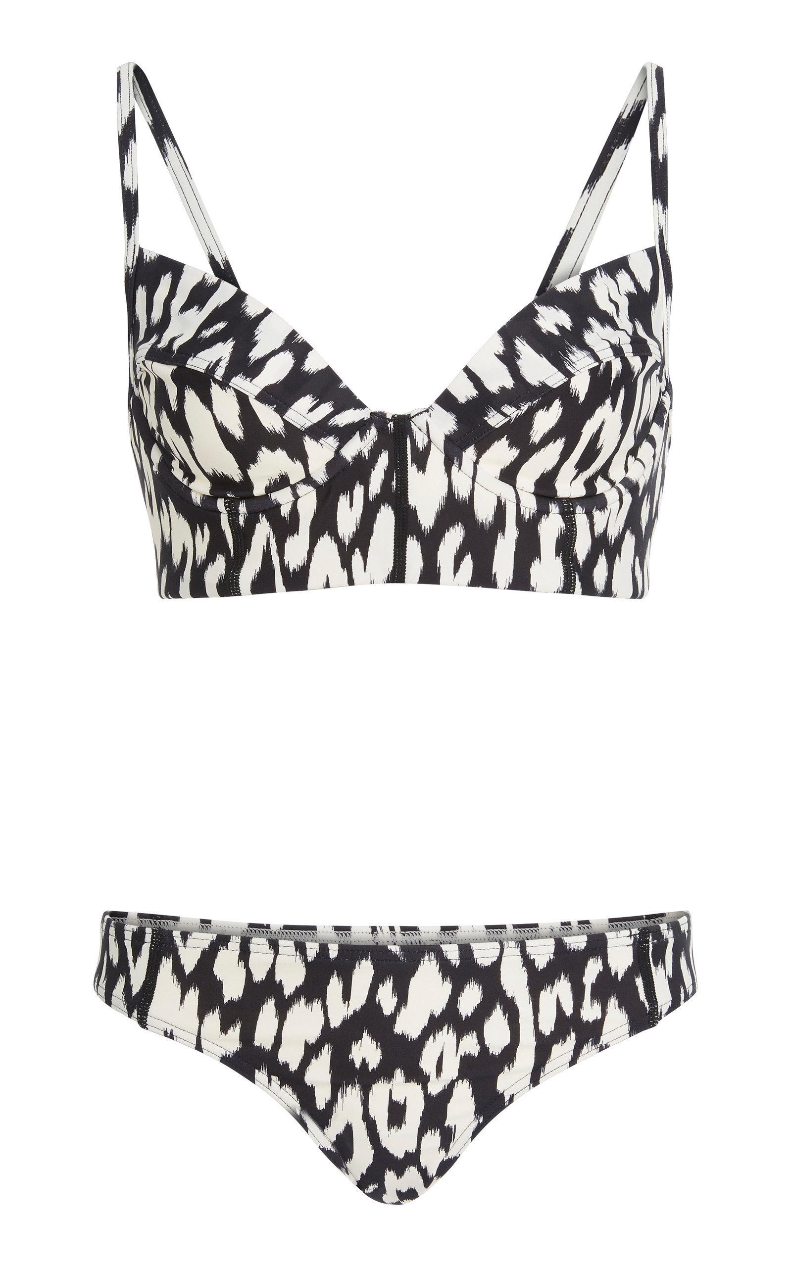 black and white leopard print bikini