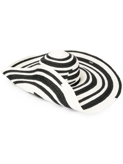 Missoni Oversized Stripe Straw Hat In Black/white