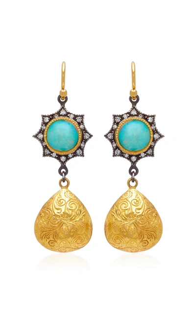 Arman Sarkisyan 22k Gold Opal And Diamond Earrings In Green
