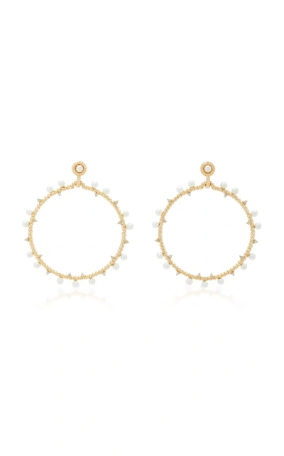 Nancy Newberg 14k Gold Pearl And Diamond Earrings