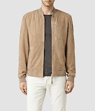 Allsaints Kemble Suede Bomber In Sand Brown | ModeSens