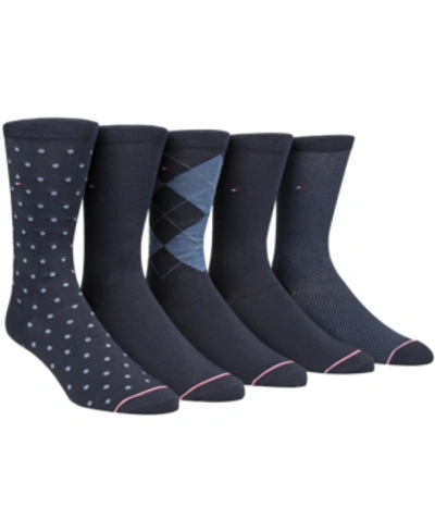 Tommy Hilfiger Men's 5-pk. Assorted Printed Crew Socks In Classic Navy