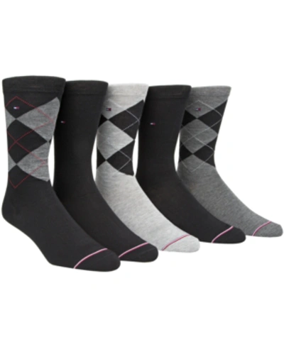 Tommy Hilfiger Men's 5-pk. Argyle Premium Crew Socks In Black