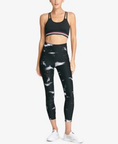 Dkny Sport Crane-print Yoga Leggings In Black Combo