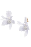 Lele Sadoughi Crystal Lily Clip-on Earrings In White Sand