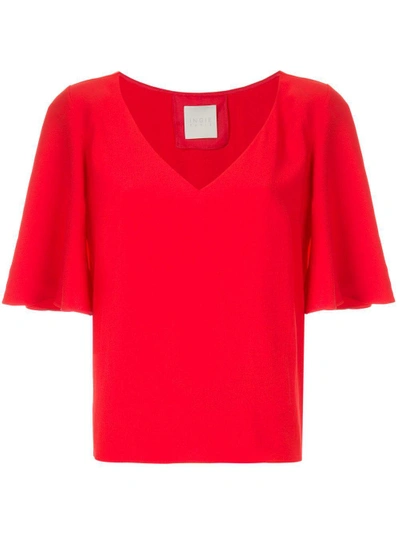Ingie Paris Ruffled Sleeve Blouse - Red