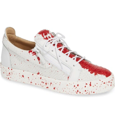 Zanotti Low-top Leather Paint Sneakers Red | ModeSens