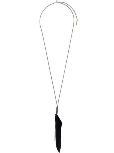 Ann Demeulemeester Feather Pendant Necklace In Black