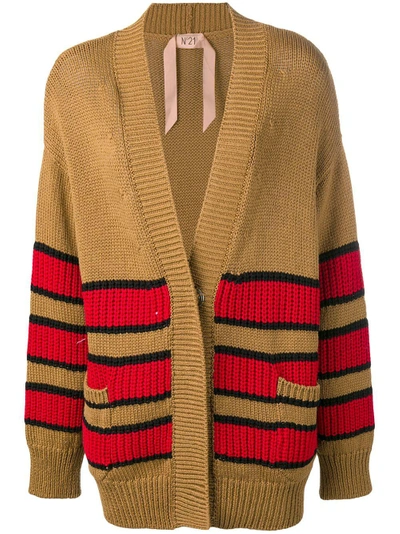 N°21 Nº21 Stripe Pattern Cardi-coat - Neutrals