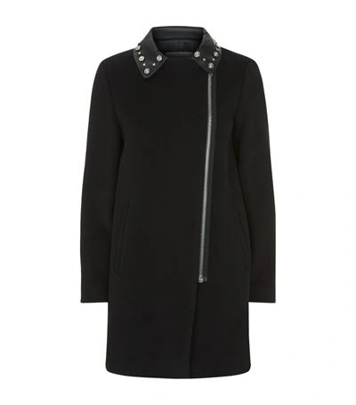 Sandro Malory Leather Collar Coat In Black ModeSens